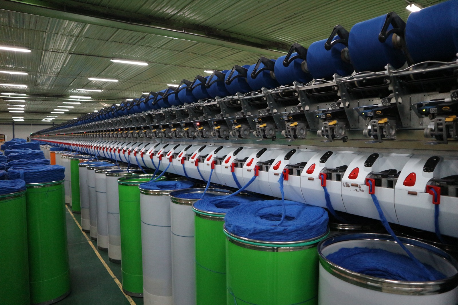 Blue yarn production line at Mitra Saruta